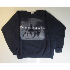 Players Edge Penn State Embroidered Sweatshirt Old Main Building Blue Unisex Lg